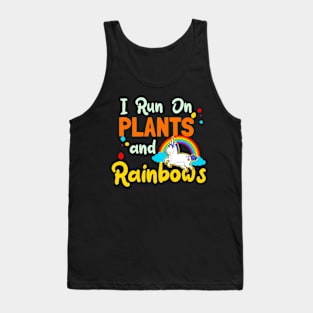 Vegan Unicorn Shirt | Run On Plants An Rainbows Gift Tank Top